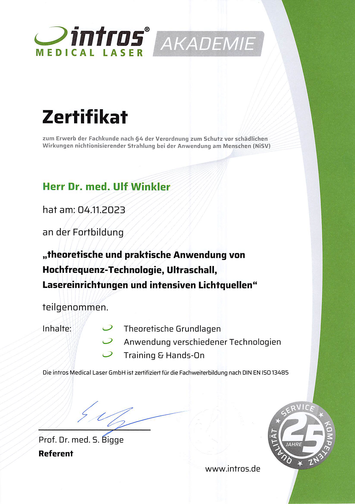 Laser Zertifikat 